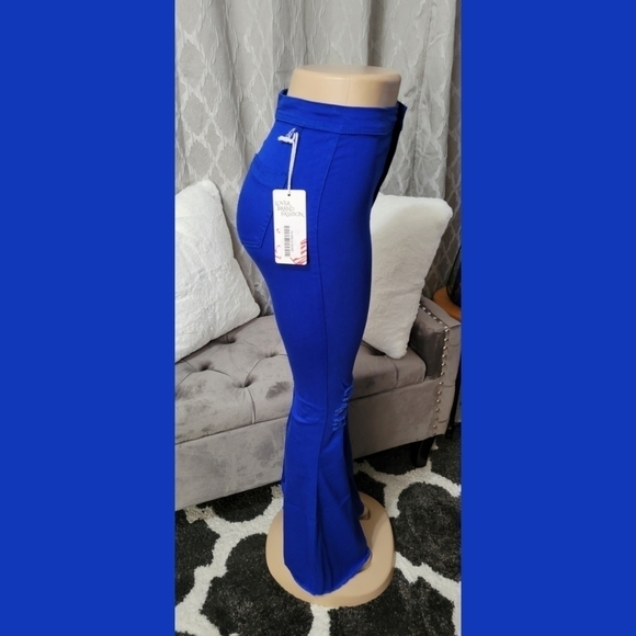 Flare Jeans | Denim Distressed | Royal Blue - Picture 5 of 8